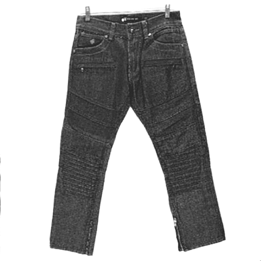 Rocawear Biker Jean Taper Mid Rise Mid Wash Black 8 Pocket Rib Leg Zip Ankle W30